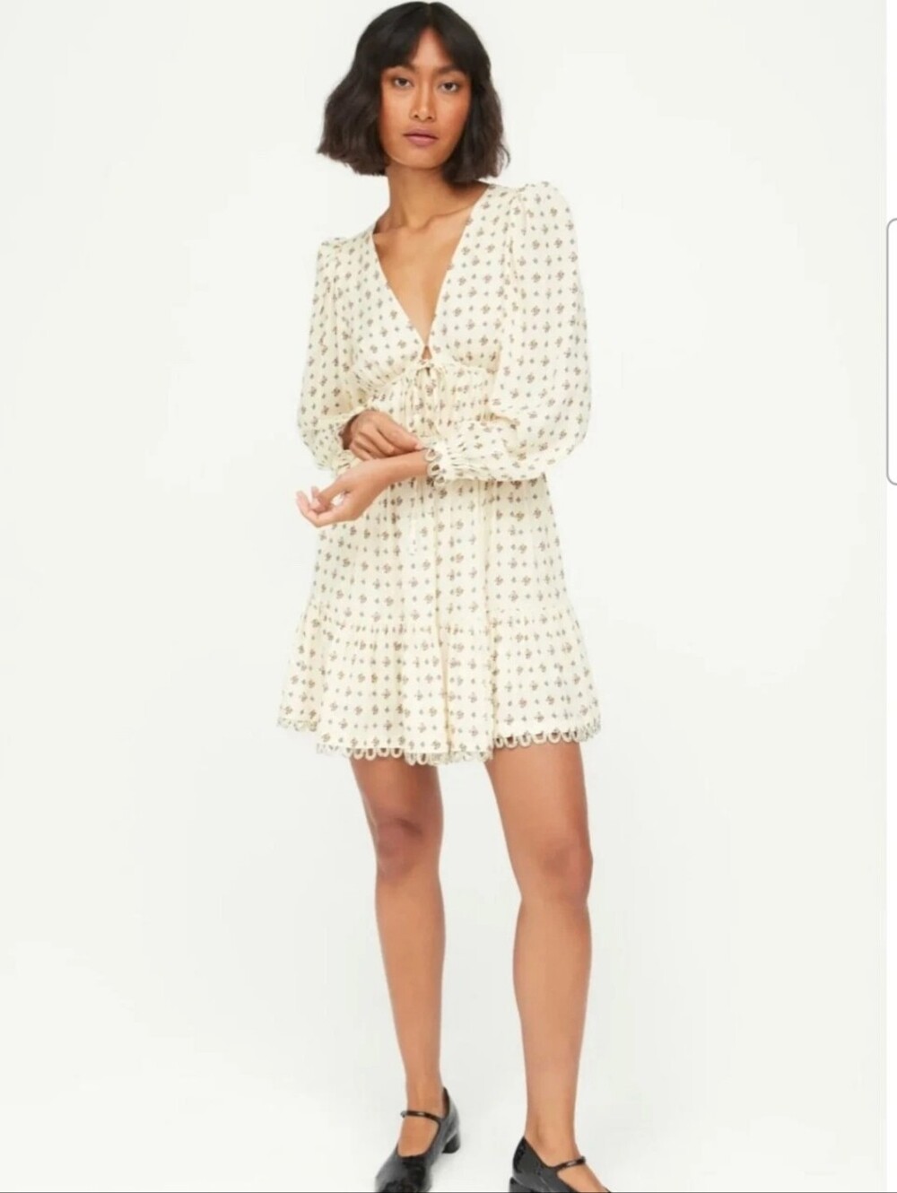 $525 New Rhode Cream Rhedyn Dress Needlepoint Bouquet Parchment Sz 6 NWT